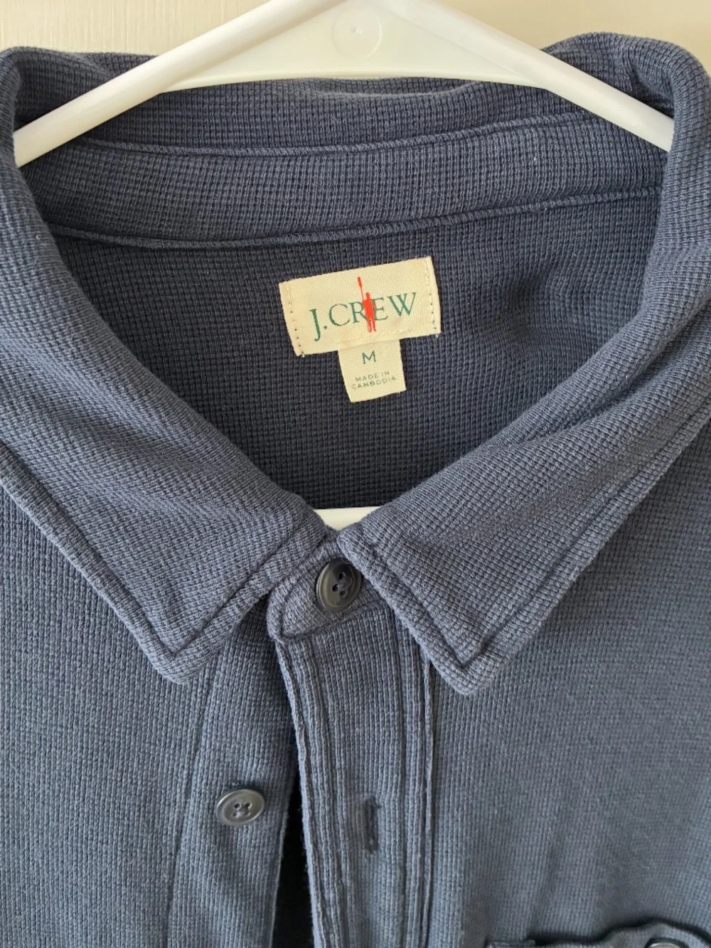 J.Crew Cotton Waffle Shirt Dark Indigo Navy Size Medium